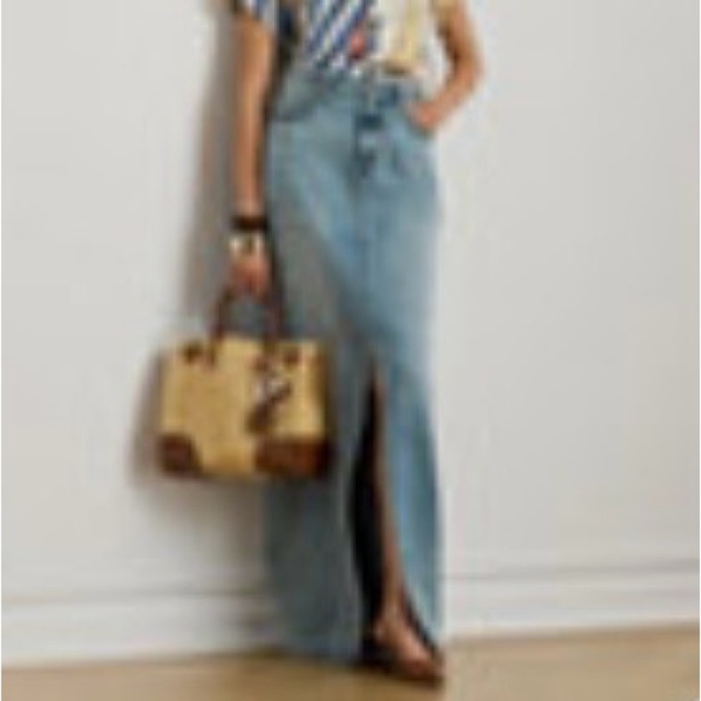 NWT Ralph Lauren Light Blue denim Jeans SKIRT with FRONT Slit SIZE 2, BRAND NEW